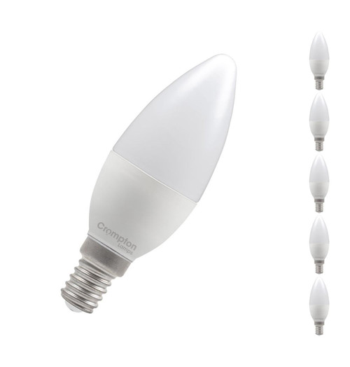 Crompton LED Candle Light Bulbs E14 4.2W Dim Cool White 4000K Small Screw Opal (5 Pack)