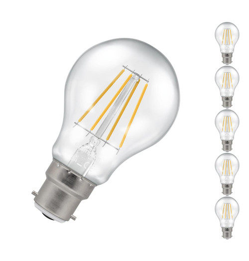 Crompton Lamps LED GLS 4.2W B22 Dimmable Filament (5 Pack) Warm White Clear (40W Eqv)