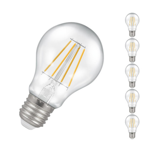 Crompton Lamps LED GLS 7W E27 Dimmable Filament (5 Pack) Warm White Clear (60W Eqv)
