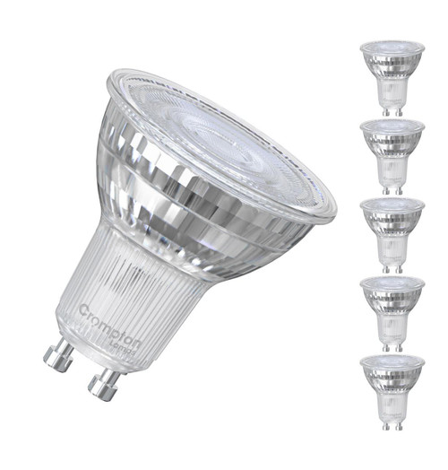 Crompton LED GU10 Spotlight Bulbs 3.7W Dimmable Warm White 2700K Glass Halogen Replacement (5 Pack)