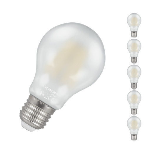 Crompton Lamps LED GLS 7W E27 Dimmable Filament (5 Pack) Warm White Pearl (60W Eqv)