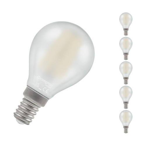 Crompton Lamps LED Golfball 4.2W E14 Dimmable Filament (5 Pack) Warm White Pearl (40W Eqv)