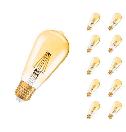 Osram LED Edison ST64 Light Bulbs E27 6.5W Dim Extra Warm White 2400K Squirrel Cage Screw Filament (10 Pack)