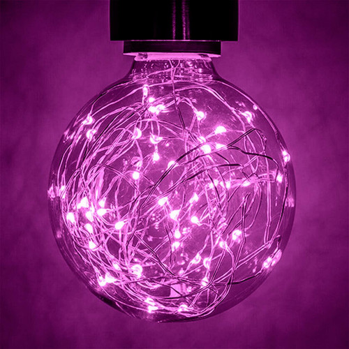 Prolite LED G95 Globe 1.7W B22 Star Effect Funky Filaments Magenta Clear Polycarbonate Image 1