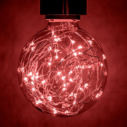 Prolite LED G95 Globe 1.7W B22 Star Effect Funky Filaments Red Clear Polycarbonate Image 1