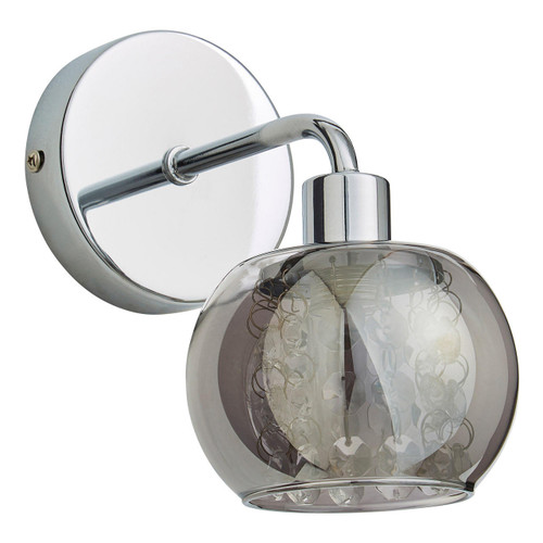 Spa Megara Single Wall Light Decorative Crystal Smoke Glass and Chrome image 1