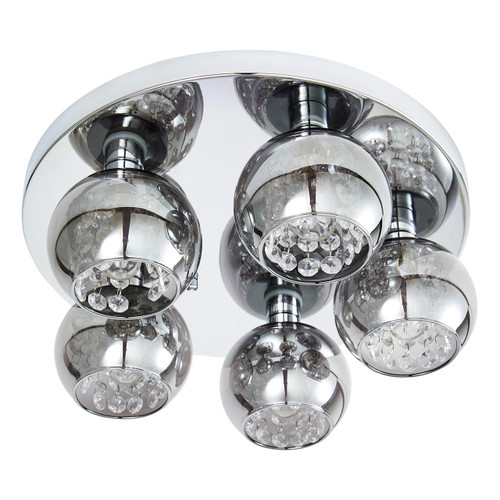 Spa Megara 5 Light Ceiling Light Decorative Crystal Smoke Glass and Chrome Image 1