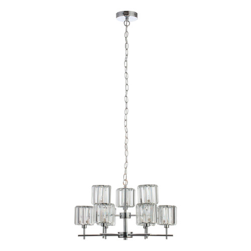 Spa Pegasi 9 Light Chandelier Crystal Glass and Chrome Image 1