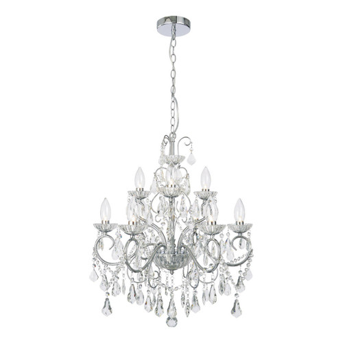 Spa Vela 9 Light Chandelier Crystal Glass and Chrome Image 1