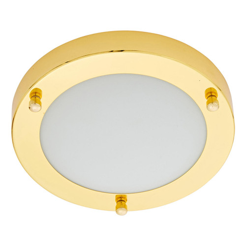 Spa Delphi LED 180mm Flush Ceiling Light 12W Cool White Opal Glass and Brass image 1