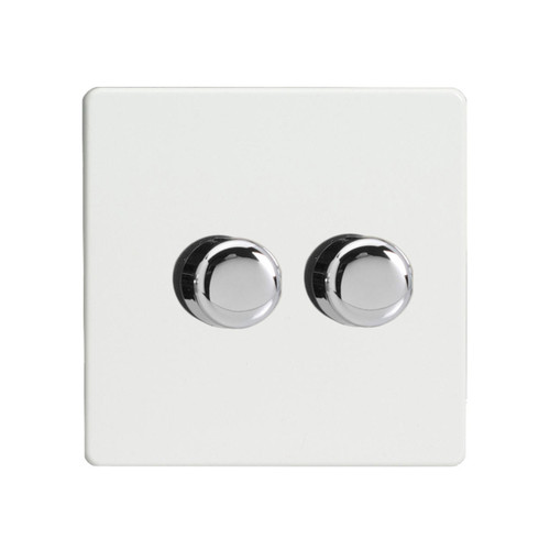 Varilight Screwless LED V-Pro 2 Gang Rotary Dimmer Switch Premium White 1 Varilight Screwless LED V-Pro 2 Gang Rotary Dimmer Switch Premium White 1