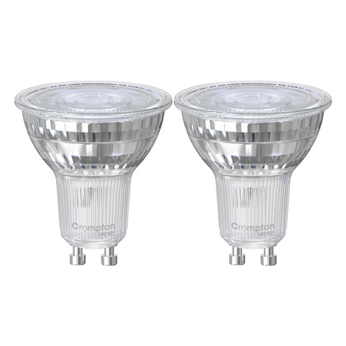 Crompton LED GU10 Spotlight Bulbs 3.7W Warm White 2700K Halogen Replacement Clear (2 Pack)