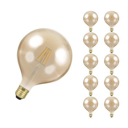Crompton LED G125 Globe 7W E27 Dim Filament (10 Pack) Extra Warm White Antique Bronze (60W Eqv)