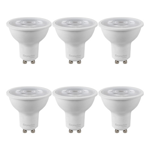 Crompton Lamps LED GU10 Bulbs 3.5W (6 Pack) Cool White 38° (50W Eqv) Crompton Lamps LED GU10 Bulbs 3.5W (6 Pack) Cool White 38° (50W Eqv)