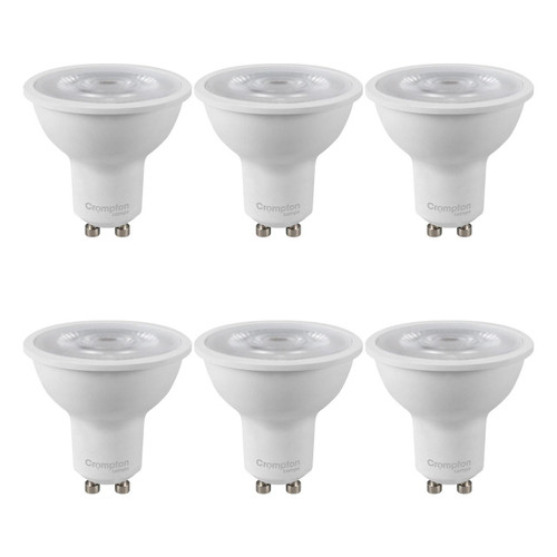 Crompton Lamps LED GU10 Bulbs 3.5W (6 Pack) Cool White 38° (50W Eqv) Crompton Lamps LED GU10 Bulbs 3.5W (6 Pack) Cool White 38° (50W Eqv)