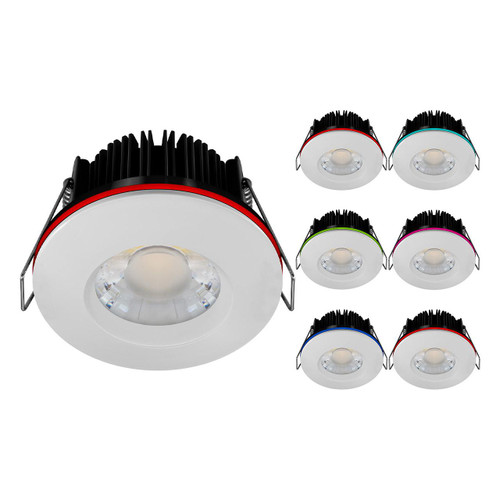 Crompton LED Fire Rated Downlight 10W Dim Tuneable White + RGB 2200K-6500K Recessed Lights White (6 Pack)