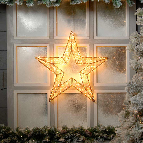 Festive 56cm Twinkling Dewdrop Star Christmas Decoration 960 Warm White LEDs 1
