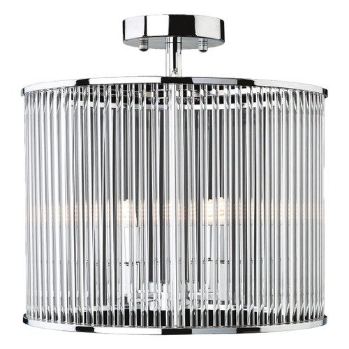 Firstlight Rialto Art Deco Style 4-Light Round Semi-Flush Ceiling Light in Chrome and Clear Glass Image 1