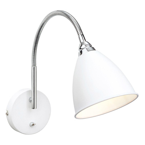 Firstlight Bari Contemporary Style Flexible Wall Light with On/Off Switch White and Chrome Image 1