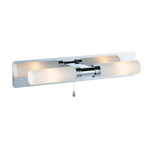 Firstlight Spa Contemporary Style 2-Light Wall Light with On/Off Pull Cord in Chrome and Opal Glass Image 1