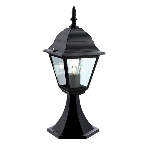 Firstlight Pillar Traditional Style 4-Panel Post Light in Black and Clear Glass Image 1