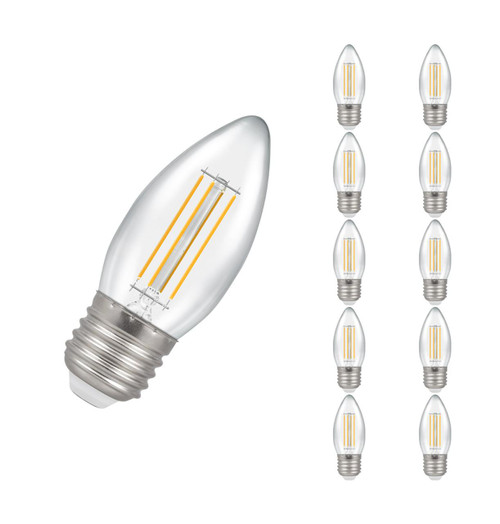 Crompton Lamps LED Candle 6.5W E27 Dimmable Filament (10 Pack) Cool White Clear Crompton Lamps LED Candle 6.5W E27 Dimmable Filament (10 Pack) Cool White Clear
