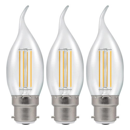 Crompton Lamps LED Bent Tip Candle 2.2W B22 Filament (3 Pack) Warm White Clear Crompton Lamps LED Bent Tip Candle 2.2W B22 Filament (3 Pack) Warm White Clear
