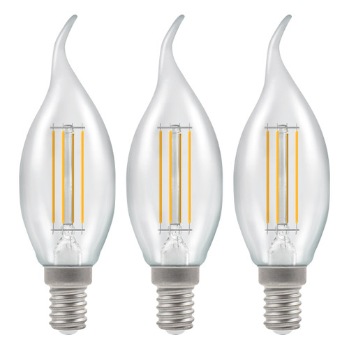 Crompton Lamps LED Bent Tip Candle 4.2W E14 Filament (3 Pack) Warm White Clear