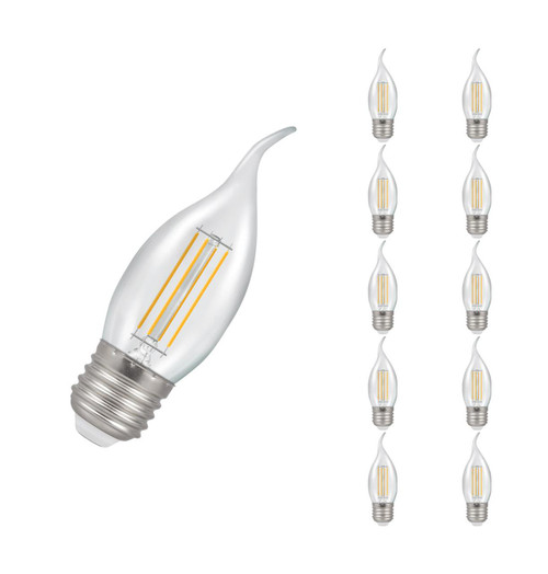 Crompton Lamps LED Bent Tip Candle 4.2W E27 Filament (10 Pack) Warm White Clear Crompton Lamps LED Bent Tip Candle 4.2W E27 Filament (10 Pack) Warm White Clear