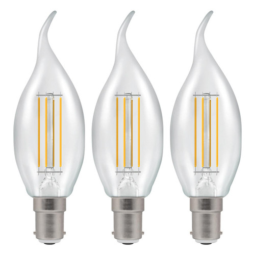 Crompton Lamps LED Bent Tip Candle 4.2W B15 Filament (3 Pack) Warm White Clear Crompton Lamps LED Bent Tip Candle 4.2W B15 Filament (3 Pack) Warm White Clear