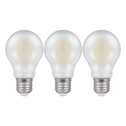 Crompton Lamps LED GLS 9W E27 Dimmable Filament (3 Pack) Warm White Pearl (75W Eqv)