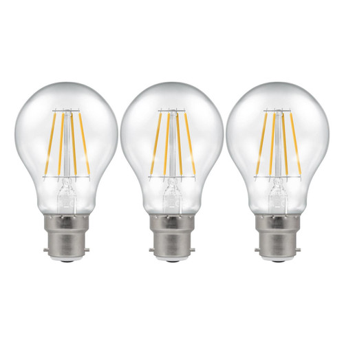 Crompton Lamps LED GLS 11W B22 Dimmable Filament (3 Pack) Warm White Clear (100W Eqv)