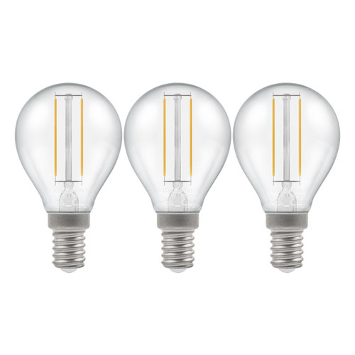 Crompton Lamps LED Golfball 2.2W E14 Filament (3 Pack) Warm White Clear (25W Eqv)