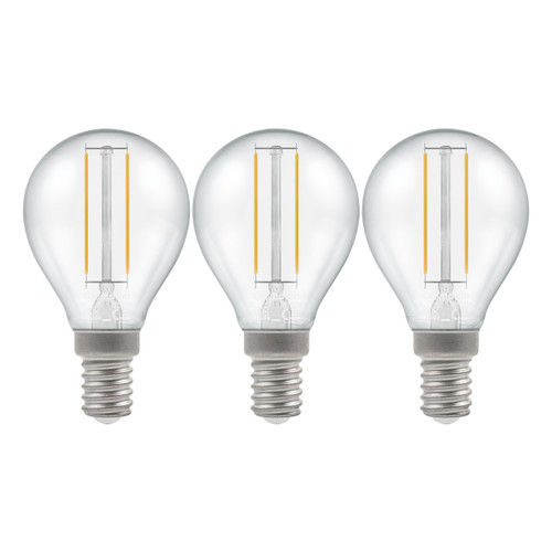 Crompton Lamps LED Golfball 2.2W E14 Filament (3 Pack) Cool White Clear (25W Eqv)
