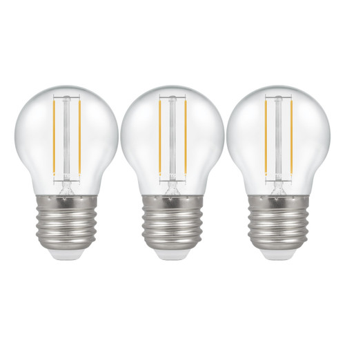 Crompton Lamps LED Golfball 2.2W E27 Filament (3 Pack) Cool White Clear (25W Eqv)