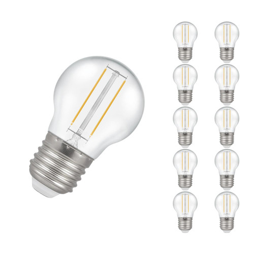 Crompton Lamps LED Golfball 2.2W E27 Filament (10 Pack) Cool White Clear (25W Eqv)