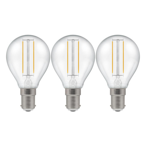 Crompton Lamps LED Golfball 2.2W B15 Filament (3 Pack) Cool White Clear (25W Eqv) Crompton Lamps LED Golfball 2.2W B15 Filament (3 Pack) Cool White Clear (25W Eqv)