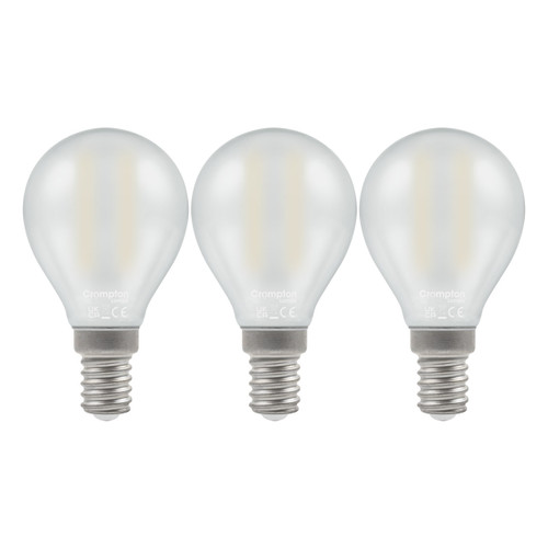Crompton Lamps LED Golfball 2.2W E14 Dimmable Filament (3 Pack) Warm White Pearl (25W Eqv)