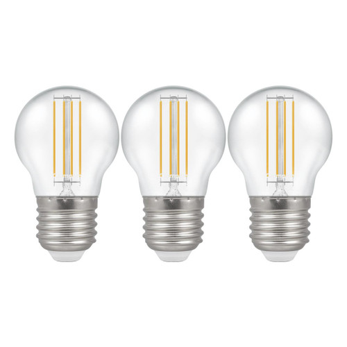 Crompton Lamps LED Golfball 4.2W E27 Filament (3 Pack) Warm White Clear (40W Eqv)