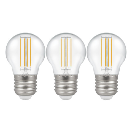Crompton Lamps LED Golfball 6.5W E27 Dimmable Filament (3 Pack) Warm White Clear (60W Eqv)