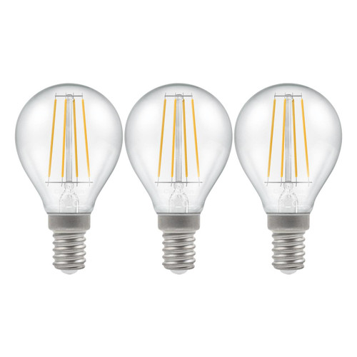 Crompton Lamps LED Golfball 5.9W E14 Dimmable Filament (3 Pack) Cool White Clear (60W Eqv)