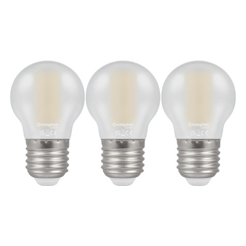Crompton Lamps LED Golfball 6.5W E27 Dimmable Filament (3 Pack) Warm White Pearl (60W Eqv)