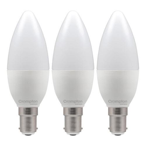 Crompton Lamps LED Candle 4.2W B15 Dimmable (3 Pack) Cool White Opal (40W Eqv) Crompton Lamps LED Candle 4.2W B15 Dimmable (3 Pack) Cool White Opal (40W Eqv)