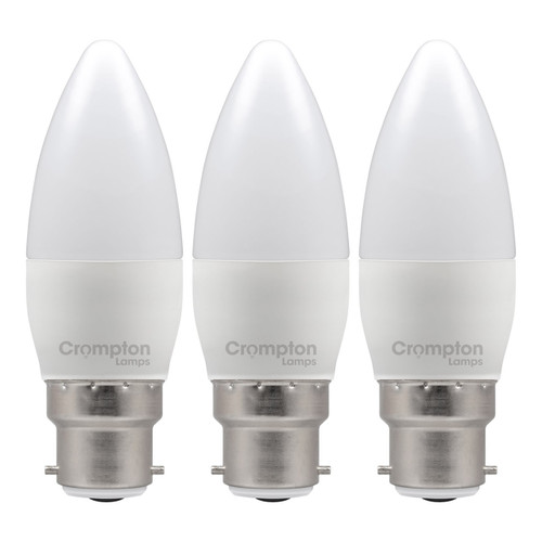 Crompton Lamps LED Candle 6.5W B22 (3 Pack) Warm White Opal (60W Eqv)