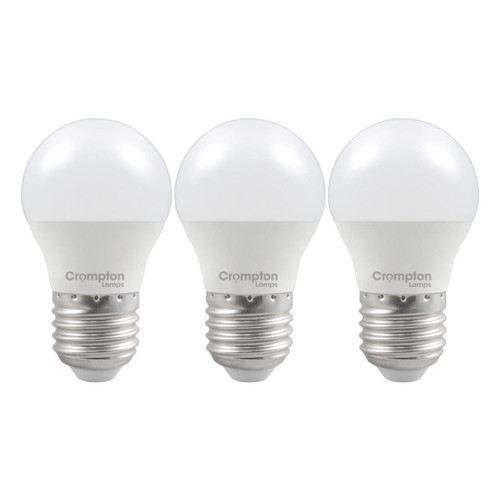 Crompton Lamps LED Golfball 6.5W E27 Dimmable (3 Pack) Warm White Opal (60W Eqv)