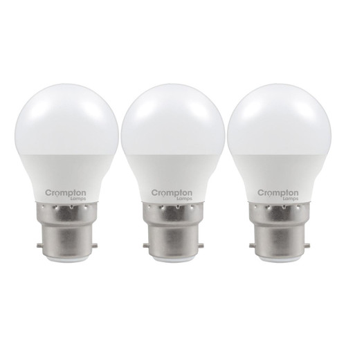 Crompton Lamps LED Golfball 6.5W B22 Dimmable (3 Pack) Cool White Opal (60W Eqv)