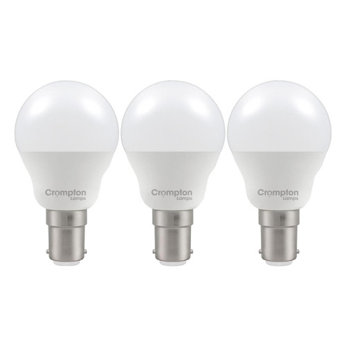 Crompton Lamps LED Golfball 6.5W B15 Dimmable (3 Pack) Cool White Opal (60W Eqv)
