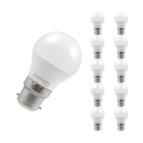 Crompton Lamps LED Golfball 6.5W B22 Dimmable (10 Pack) Daylight Opal (60W Eqv)