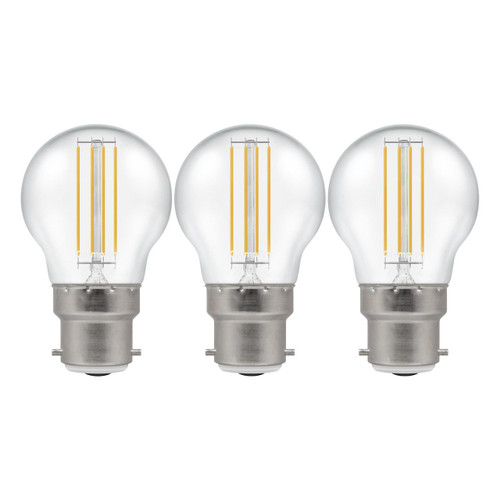 Crompton Lamps LED Golfball 4.2W B22 Dimmable Filament (3 Pack) Warm White Clear (40W Eqv)