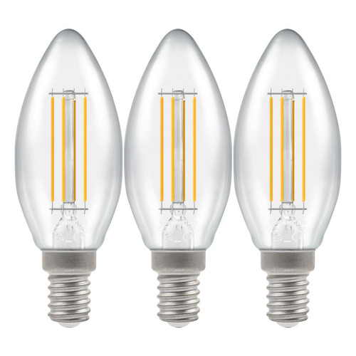 Crompton Lamps LED Candle 4.2W E14 Dimmable Filament (3 Pack) Cool White Clear (40W Eqv)